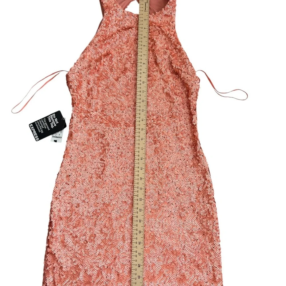 Coral Sequin Mini Dress - Picture 10 of 13